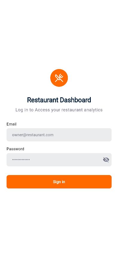 POS Dashboard login screen
